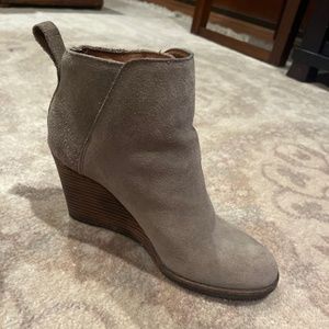 Suede wedge booties